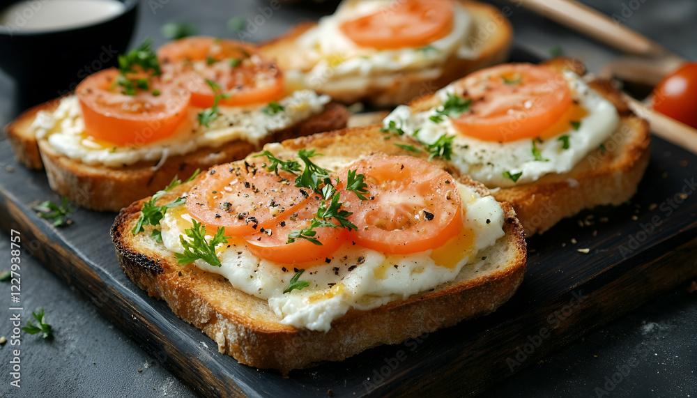 Tasty pizza toast on table, closeup view Tasty pizza toast on table, closeup view