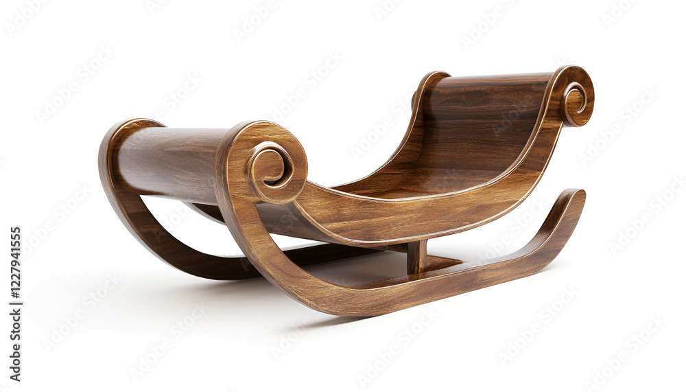 Empty wooden sleigh on white background. Christmas holiday decor Empty wooden sleigh on white background. Christmas holiday decor