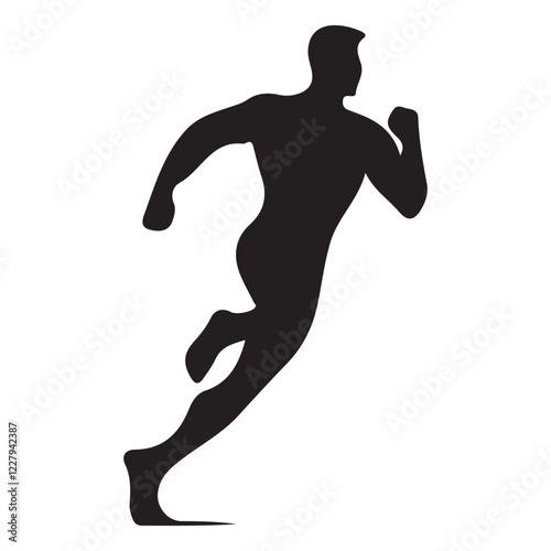 Dynamic silhouette illustrations of people engaged in sport actions like running and jumping