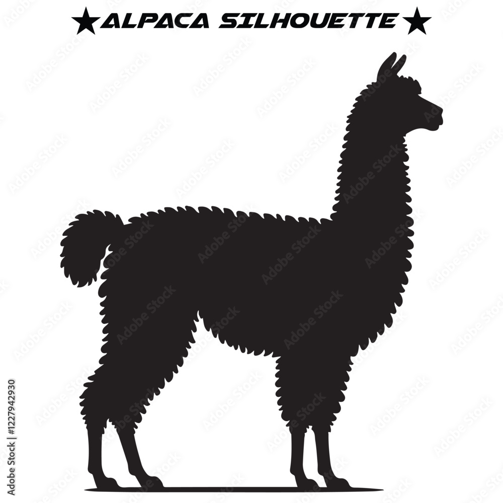 Fototapeta premium Alpaca silhouette vector illustration. 