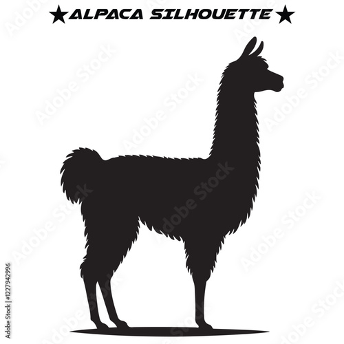 Alpaca silhouette vector illustration. 