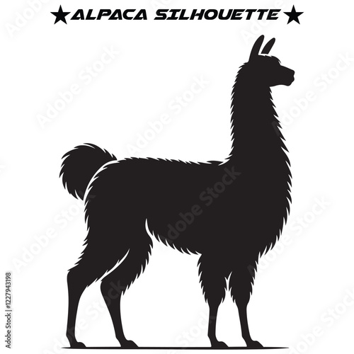 Alpaca silhouette vector illustration. 