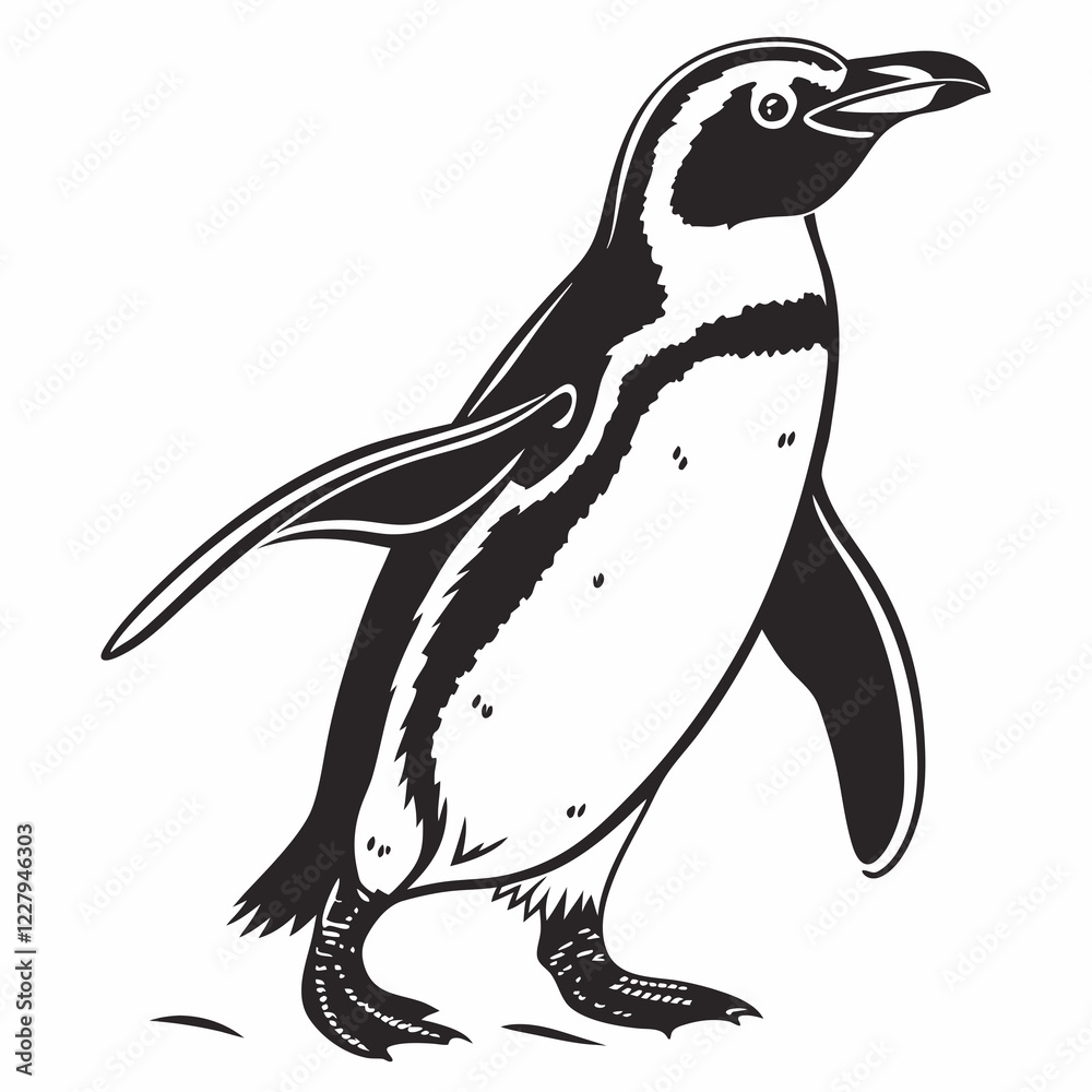 Fototapeta premium penguin vector silhouette black design white background