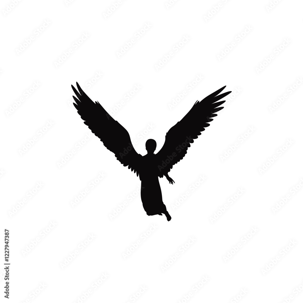 Fototapeta premium female vector silhouettes with wings. logo design 
