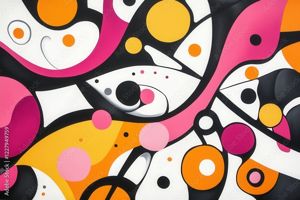 Naklejka premium Abstract geometric shapes with vibrant pink, orange, and black patterns