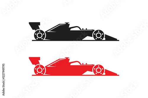 simple racing car silhouettes vector on white background and color versions 