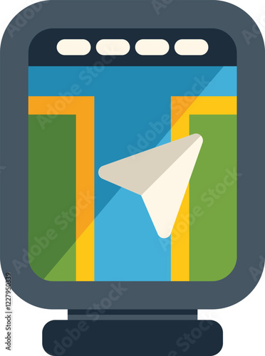 Gps navigation device is displaying a location on a digital map with a cursor