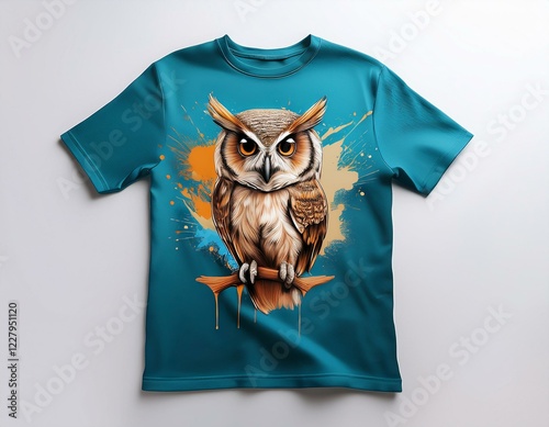 t shirt mockup with owl and splashes ready for dtf print
