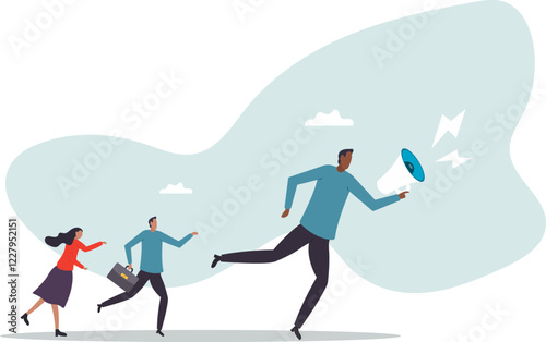 Leadership for team direction, success strategy, lead team to achieve goal, inspiration or motivate employee,business concept.flat character.