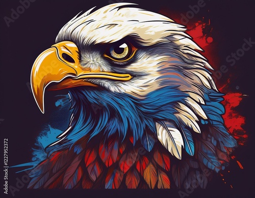 t shirt design with a portrait of a bald eagle ready for dtf print