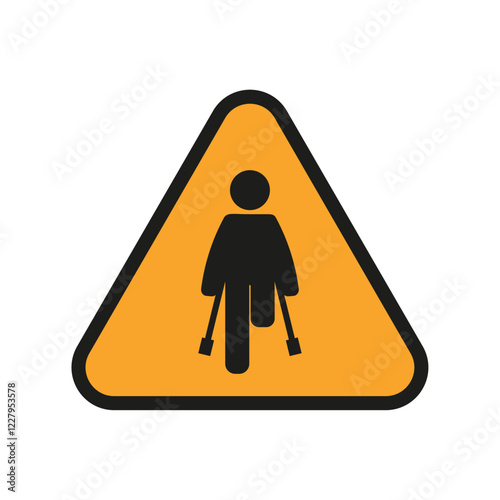 Warning yellow sign with disabled icon people