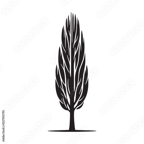 Captivating Poplar Tree silhouette ideal for creative and nature-based designs - Poplar tree silhouette - Poplar tree vector - Poplar tree illustration - Poplar silhouette - Poplar vector
