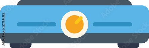 Simple flat vector illustration of a portable single burner electric stove top cooking plate