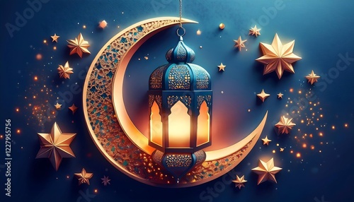 Elegant Ramadan Kareem Collection: Crescent Moons, Lanterns, and Islamic Calligraphy