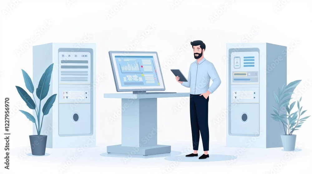 Data Analyst at Work: Minimalist Illustration Data Analyst at Work: Minimalist Illustration