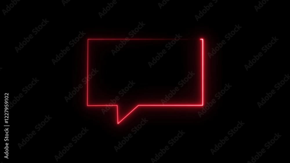 Glowing neon  message icon. message icon with download symbol icon concept animation on black background. message icon animation.