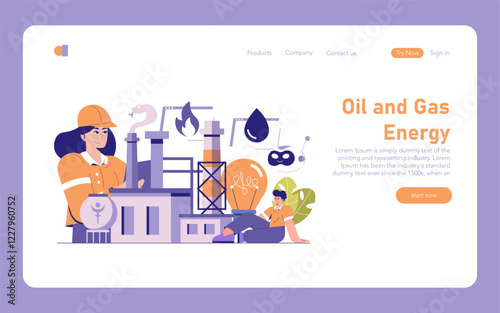 Oil and Gas Energy. Flat Vector Illustration
