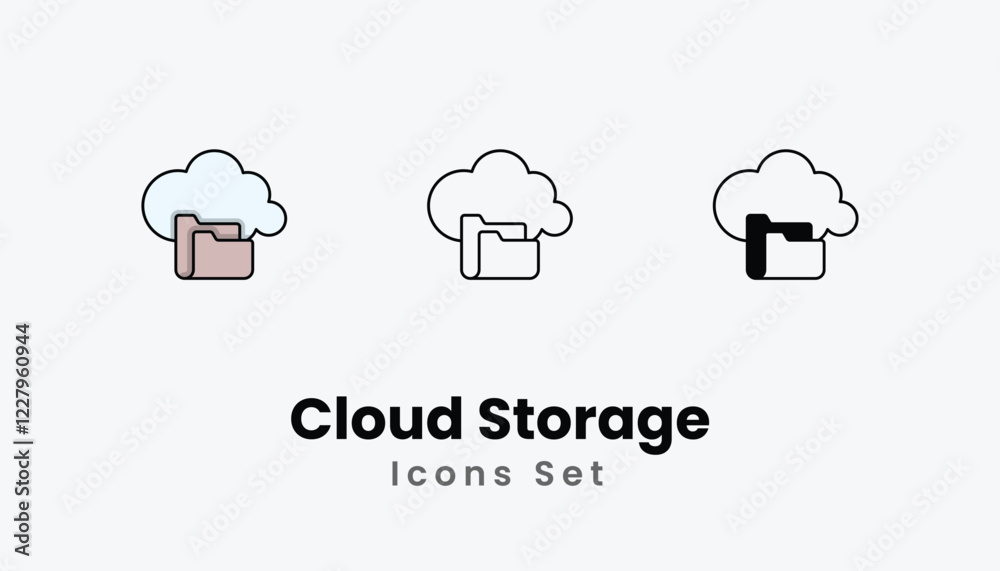 Cloud Storage Icons thin line and glyph vector icon stock illustration Cloud Storage Icons thin line and glyph vector icon stock illustration