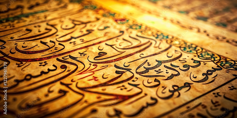 Fototapeta premium Islamic Calligraphy Art on Antique Paper with Copy Space