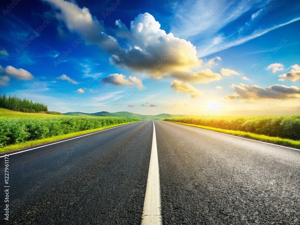 Isolated Asphalt Road on White Background - Perfect for Transportation Designs Isolated Asphalt Road on White Background - Perfect for Transportation Designs
