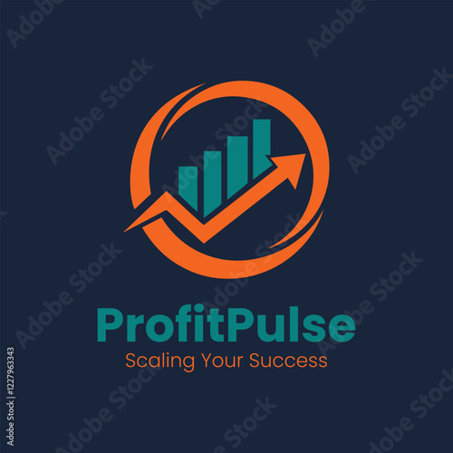 Logo design featuring a growth chart and arrow with a modern professional style that signifies success and profitability