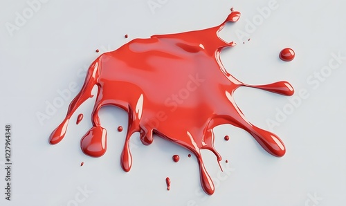 Red paint splash, white background, studio shot, design element