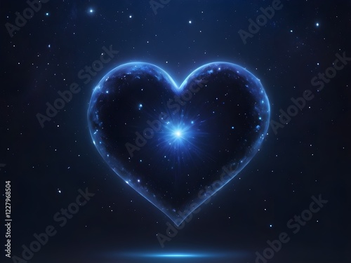 Obraz na płótnie A cosmic-inspired heart glowing in a starry galaxy with a deep blue backdrop.
w salonie