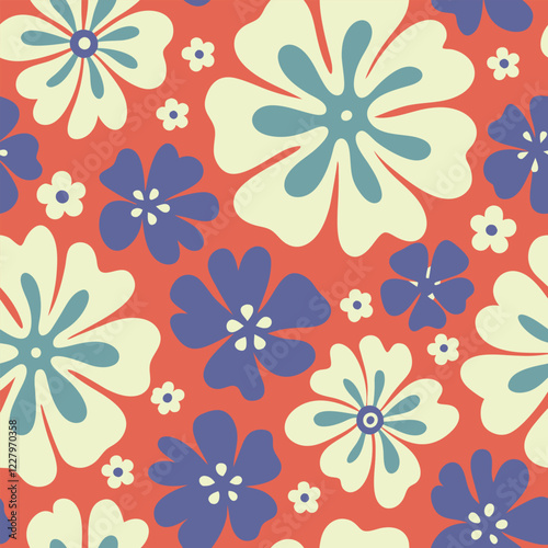 Wallpaper Mural Seamless flowers pattern,Vintage botanical repeat design, Doodle pattern for textile printing factory, Vector design for fashion. Torontodigital.ca