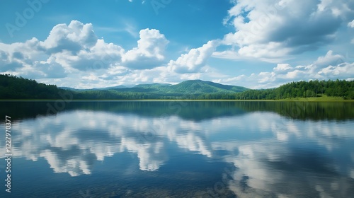 Captivating turquoise lake mountain clouds mist peaceful scenery photography