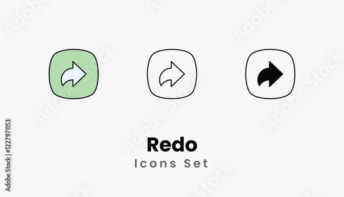 Redo Icons thin line and glyph vector icon stock illustration