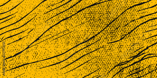 Halftone dots yellow color pattern wave lines grunge texture background. Sport style vector illustration