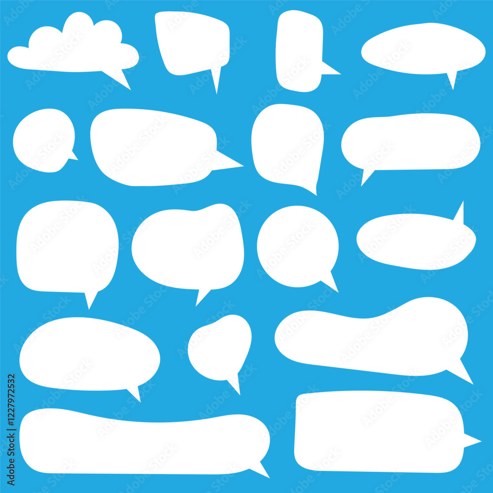 Speech Bubble set. Talk bubble. Blank empty vector white speech bubbles. Speak bubble text, cartoon chatting box, message box. Cartoon balloon word design Speech Bubble set. Talk bubble. Blank empty vector white speech bubbles. Speak bubble text, cartoon chatting box, message box. Cartoon balloon word design