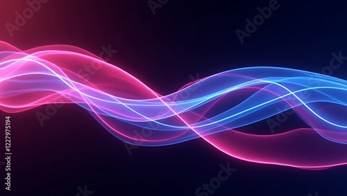 Abstract background with neon glowing lines. Generative Ai.