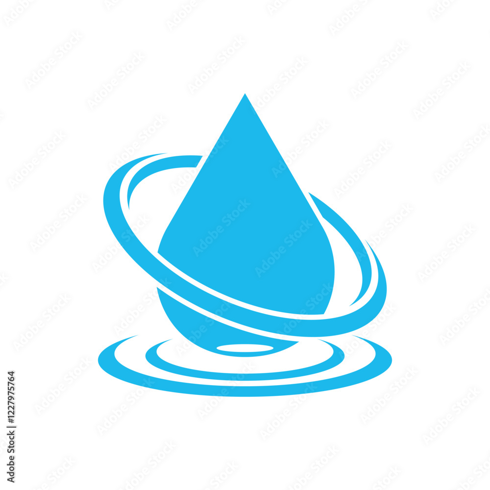 Fototapeta premium Blue water drop vector logo icon