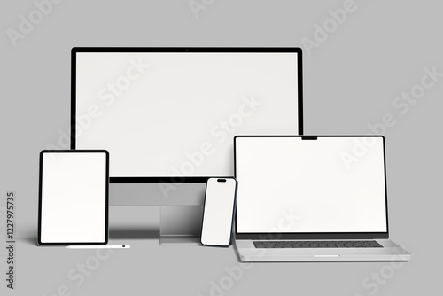Photos Multi devices responsive website blank mockup
