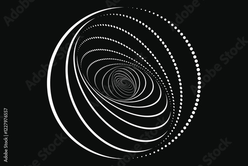 Spiral sound waves rhythm lines and circles abstract vector background