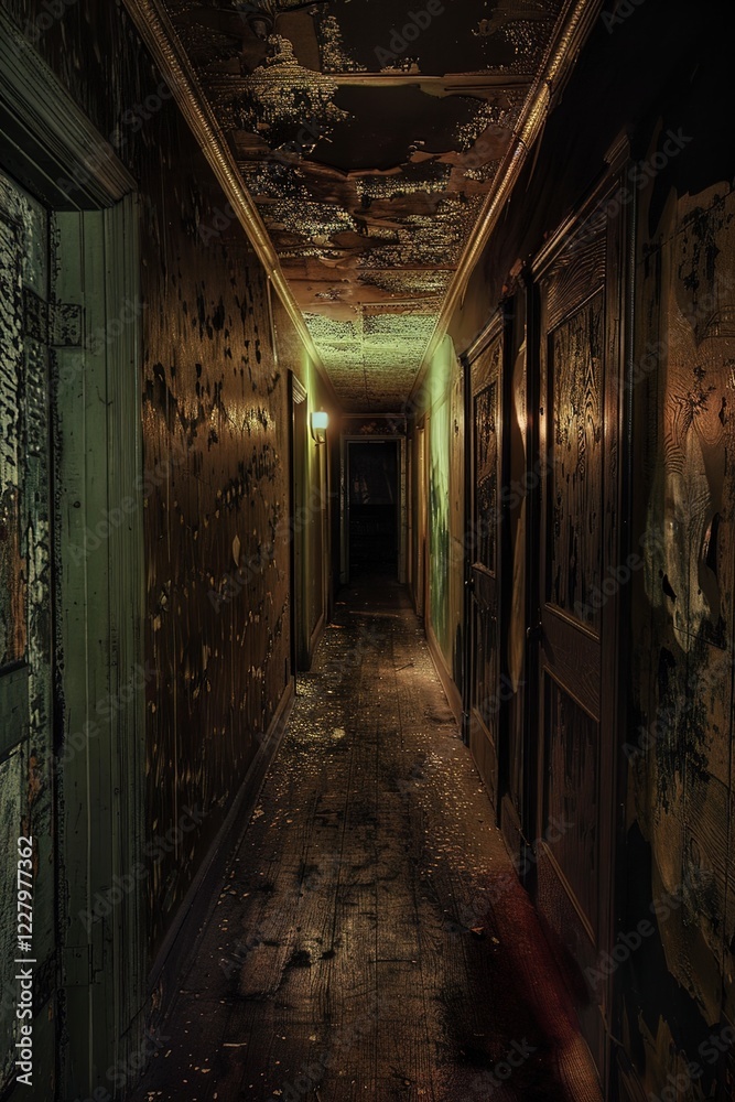 A lit hallway with feeling paint A lit hallway with feeling paint