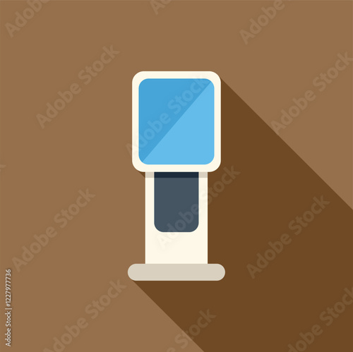 Payment terminal with blue screen displaying important information, ideal for representing electronic transactions and modern finance