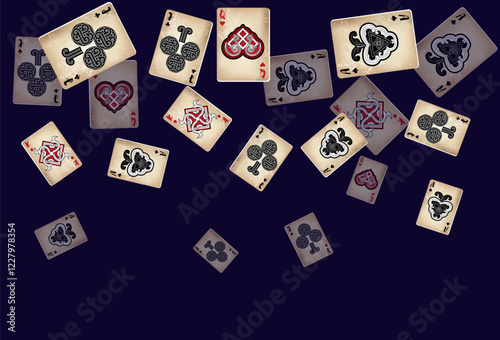 Casino Playing Cards. Pattern for ads of parties, events in Vegas. Vector illustration in vintage style. Vector illustration 