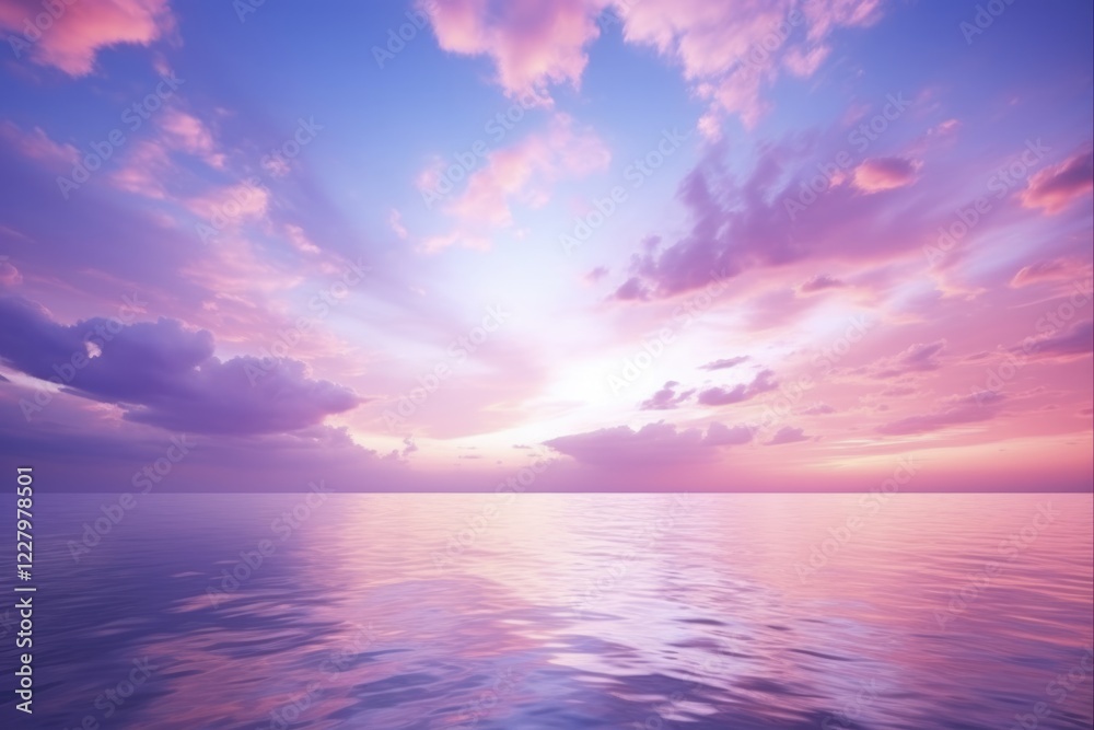 Obraz premium Vanilla Sky at Sunrise: Beautiful Pink and Purple Tones of Nature's Scenic Horizon Over the Sea