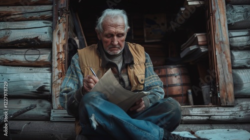 Wallpaper Mural An Elderly man with weathered features sits inside Torontodigital.ca