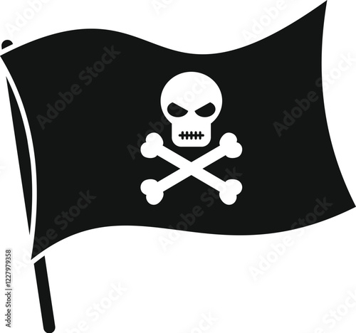 Jolly roger waving, symbolizing piracy, danger, and rebellion on the high seas
