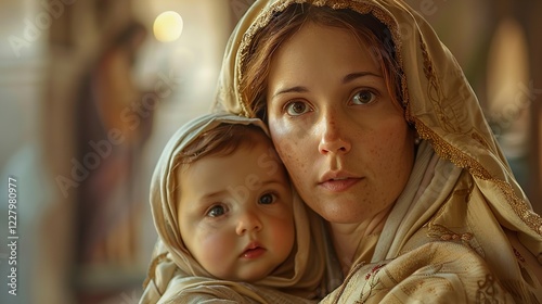 A Holy depiction Madonna and Child revered in Catholic