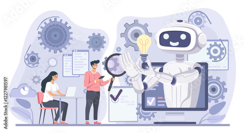 Artificial intelligence and robotic process automation. Innovation technology concept of business using ai. Vector illustration