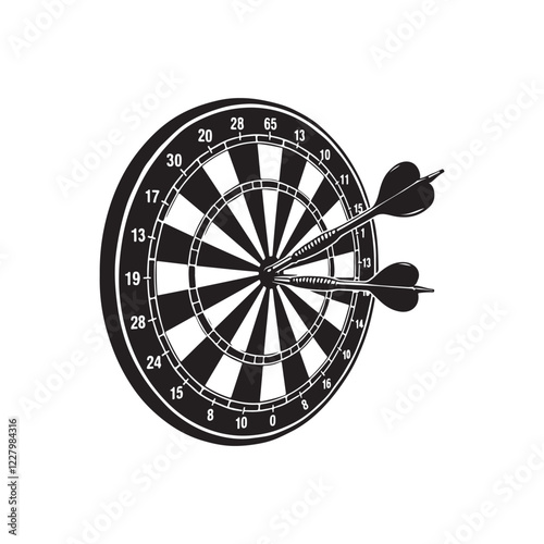 dartboard classic black and white design circular target bullseye, precision, game 