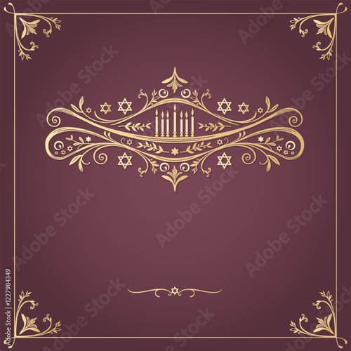 Elegant Jewish Ornamental Design with Menorah and Star of David