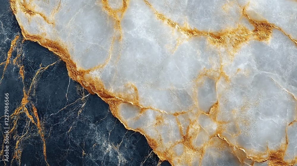 Fototapeta premium Marble texture, white background with golden veins, light and shadow effects, high-definition wallpaper