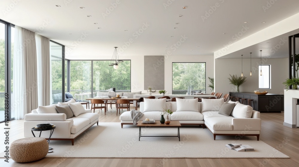 Fototapeta premium Spacious Open-Plan Living Area with Contemporary Furnishings