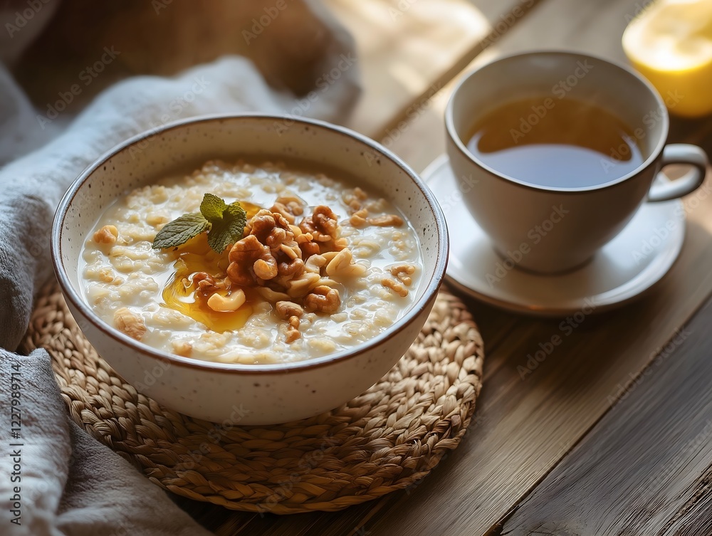 Rustic Breakfast Scene with Cozy Atmosphere Rustic Breakfast Scene with Cozy Atmosphere