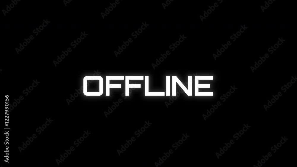 Offline - animation of message with glitch. Cyberpunk, technology text. Damaged, distorted signal effect. Retro game style Offline - animation of message with glitch. Cyberpunk, technology text. Damaged, distorted signal effect. Retro game style